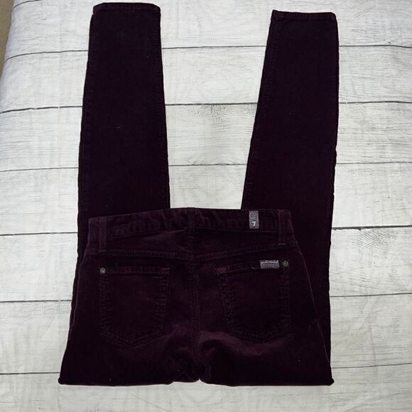 7 For All Mankind 7FAM The Skinny Burgundy Maroon Corduroy Pants Cords sz 26 - Picture 3 of 7